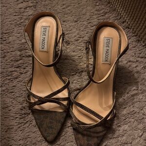 Steve Madden Textured Brown Strappy Heels